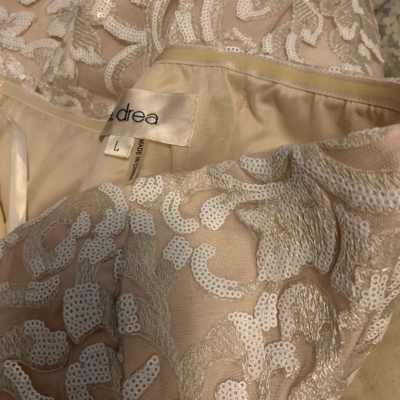 ✨💥⚡️ A Drea Champagne Shimmer Ivory and Beige Sequin Homecoming NWOT - Picture 6 of 13